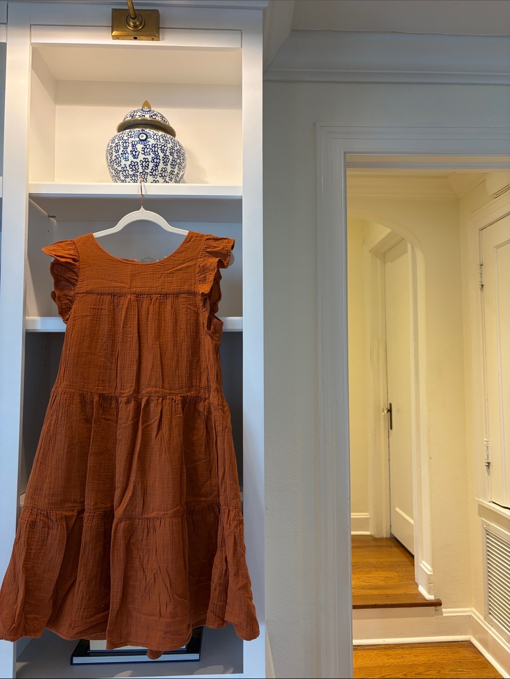 JCrew cotton muslin sleeveless tiered dress.